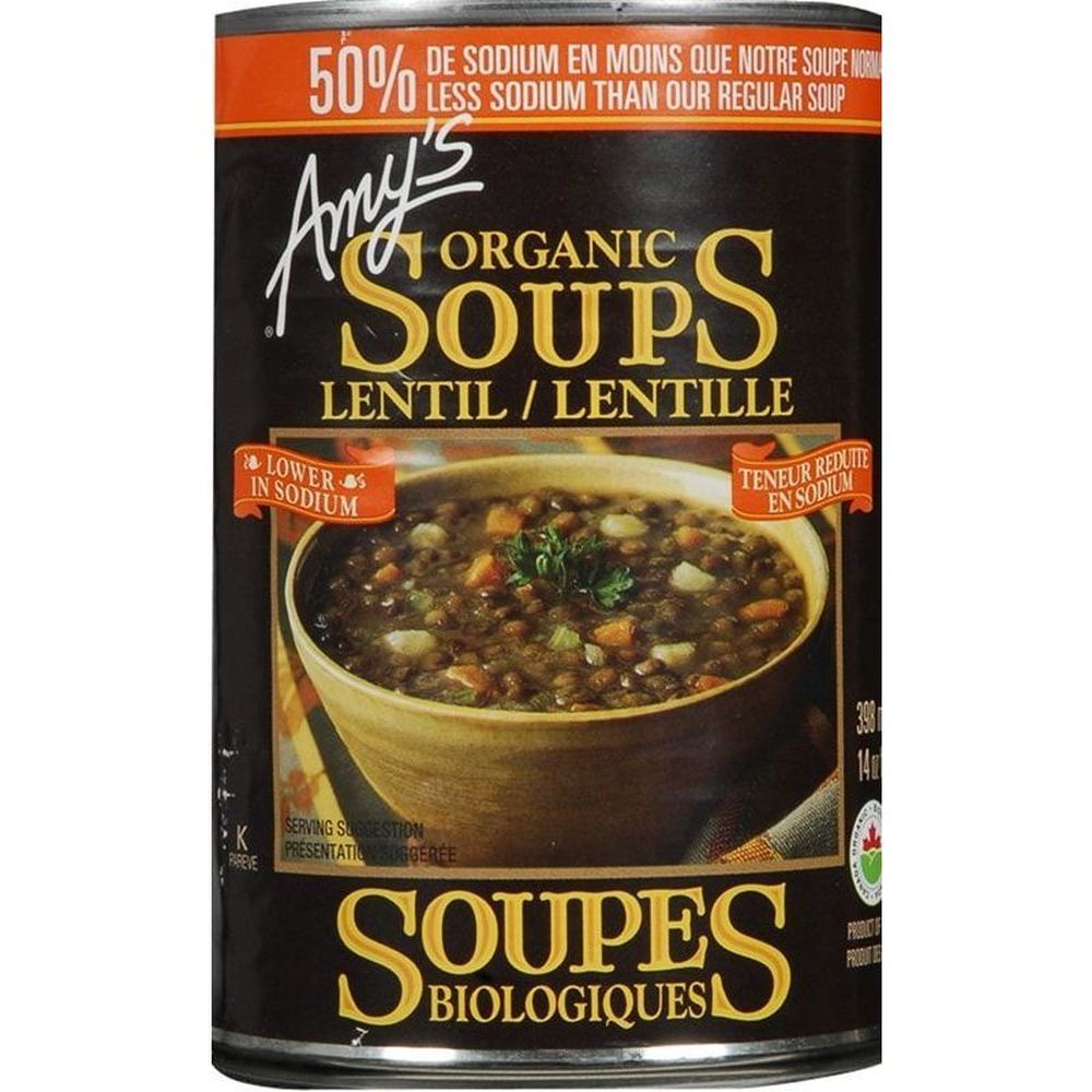 Amy's Soupe De Lentilles Bio Légère En Sodium, 398 Ml – 12 Par Boîte