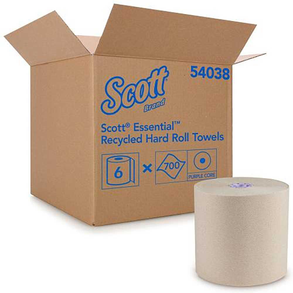 Scott Essential 100 Percent Recycled Brown Hard Roll Towel, 700 Count -- 6 Per Case