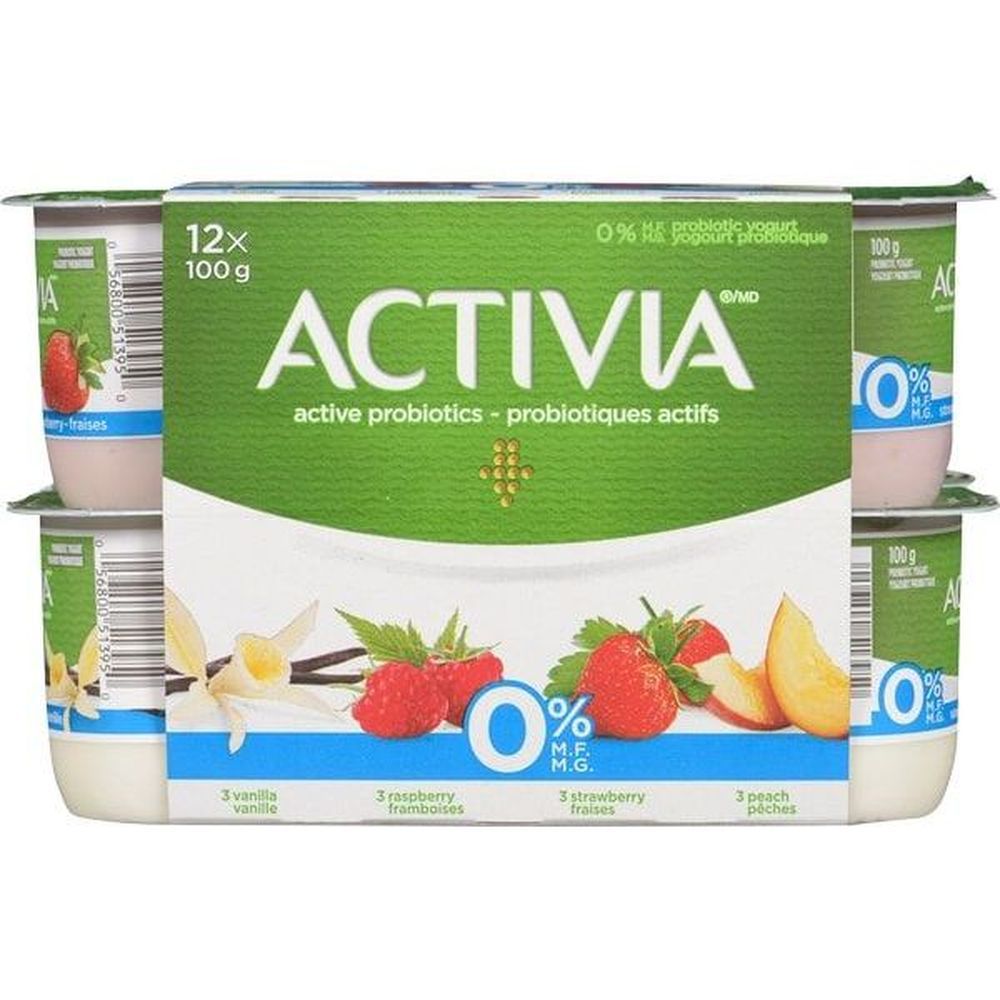 Activia Vanilla/raspberry/fruit/peach Fat Free Yogurt, 100 G -- 48 Per Case
