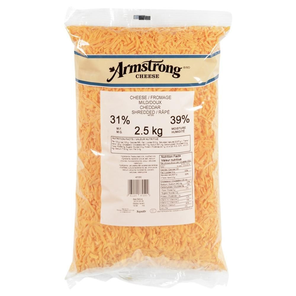 Saputo Mild Yellow Shredded Cheddar Cheese, 2.5 Kg - 4 Per Case