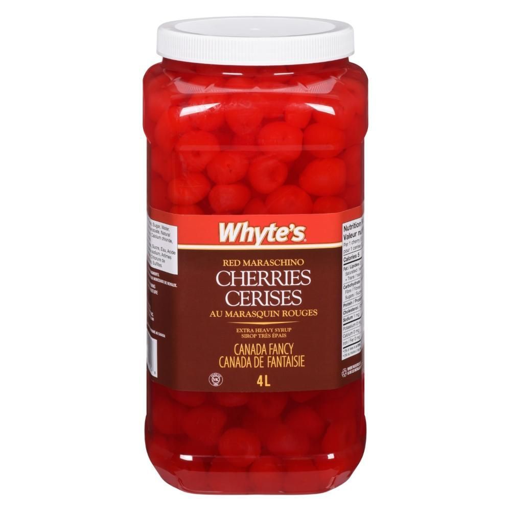 Whyte's Cerises Rouges Entières Maraschino, 4 L – 2 Par Caisse