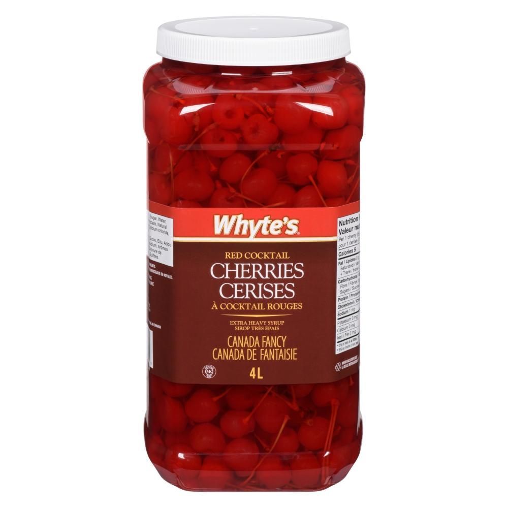 Whyte's Cerises Cocktail Rouges Avec Queue, 4 L - 2 Par Caisse