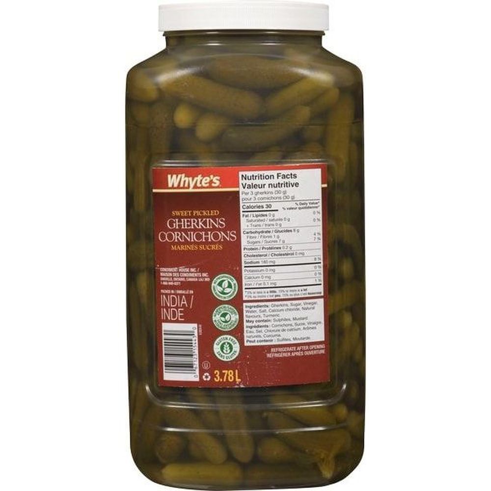 Whyte's Cornichons Marinés Sucrés, 3,78 L -- 6 Par Caisse