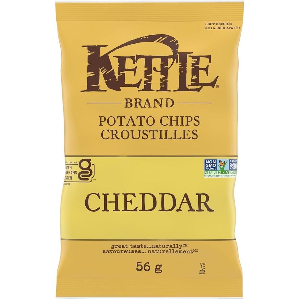 Kettle Chips De Pommes De Terre Au Cheddar, 56 G – 24 Par Boîte