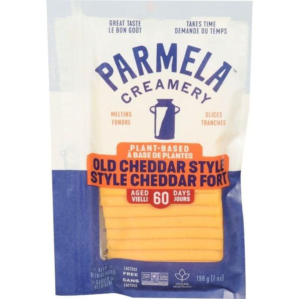 Parmela Creamery Plant Based Old Cheddar Style Cheese Slice, 198 G -- 8 Per Case