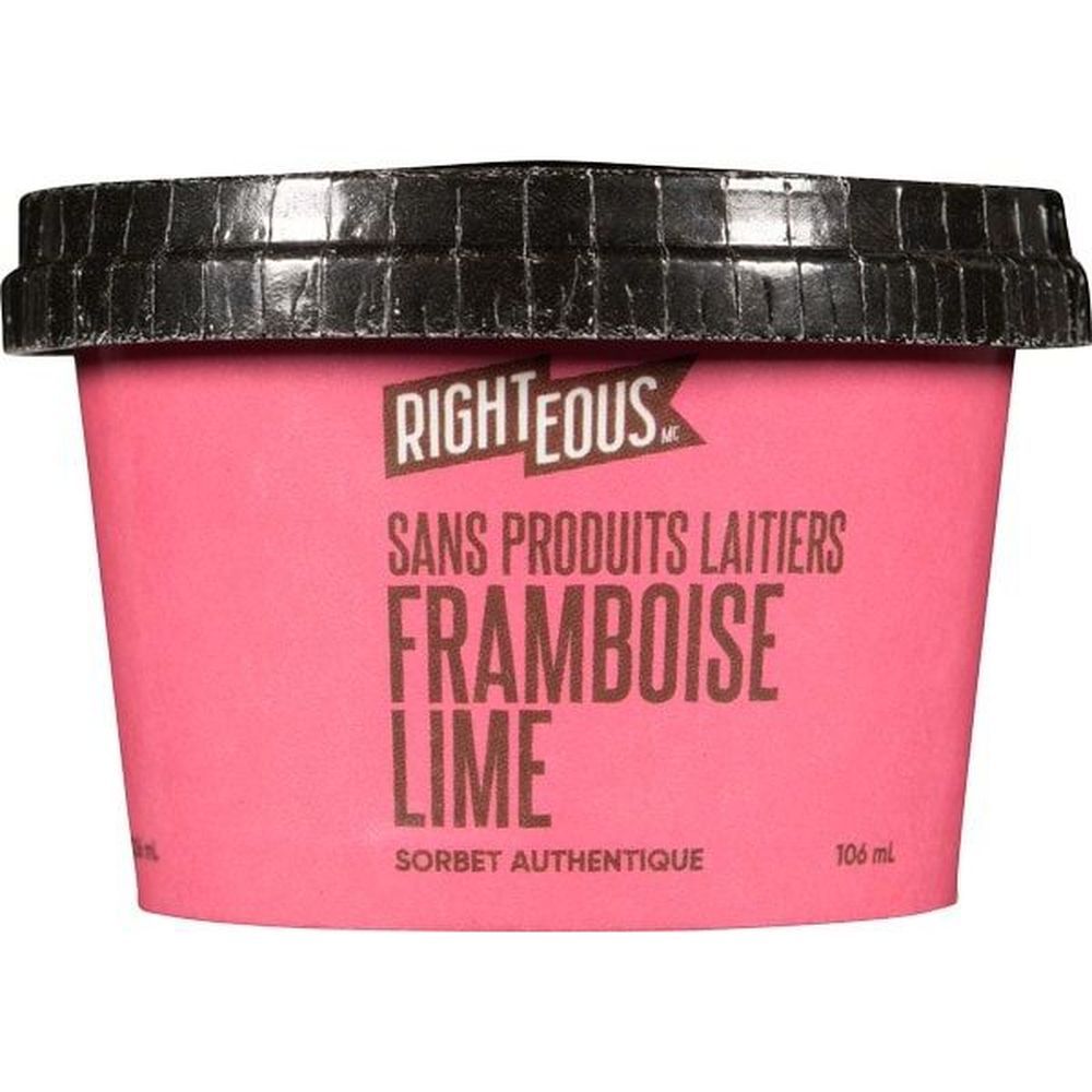 Righteous Dairy Free Raspberry Lime Small Batch Sorbetto, 106 Ml -- 24 Per Case