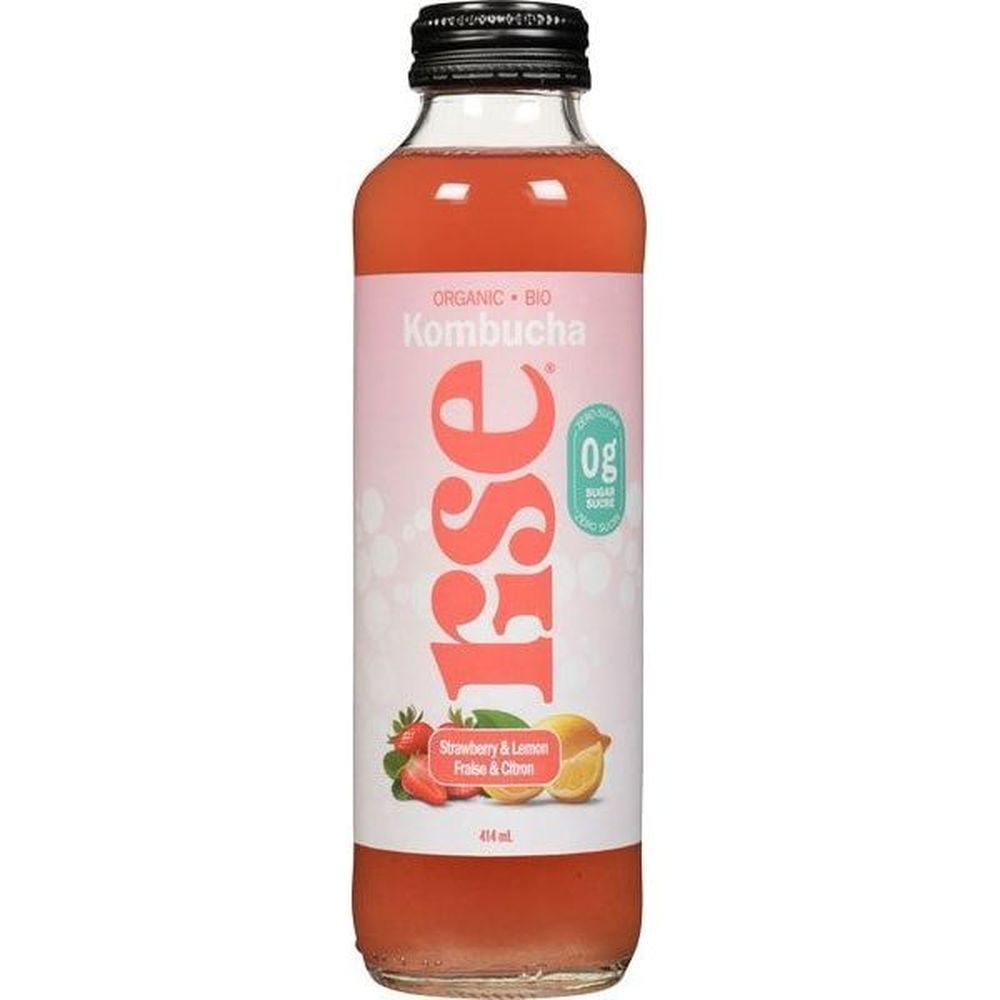 Rise Organic Strawberry And Lemon Kombucha, 414 Ml -- 12 Per Case