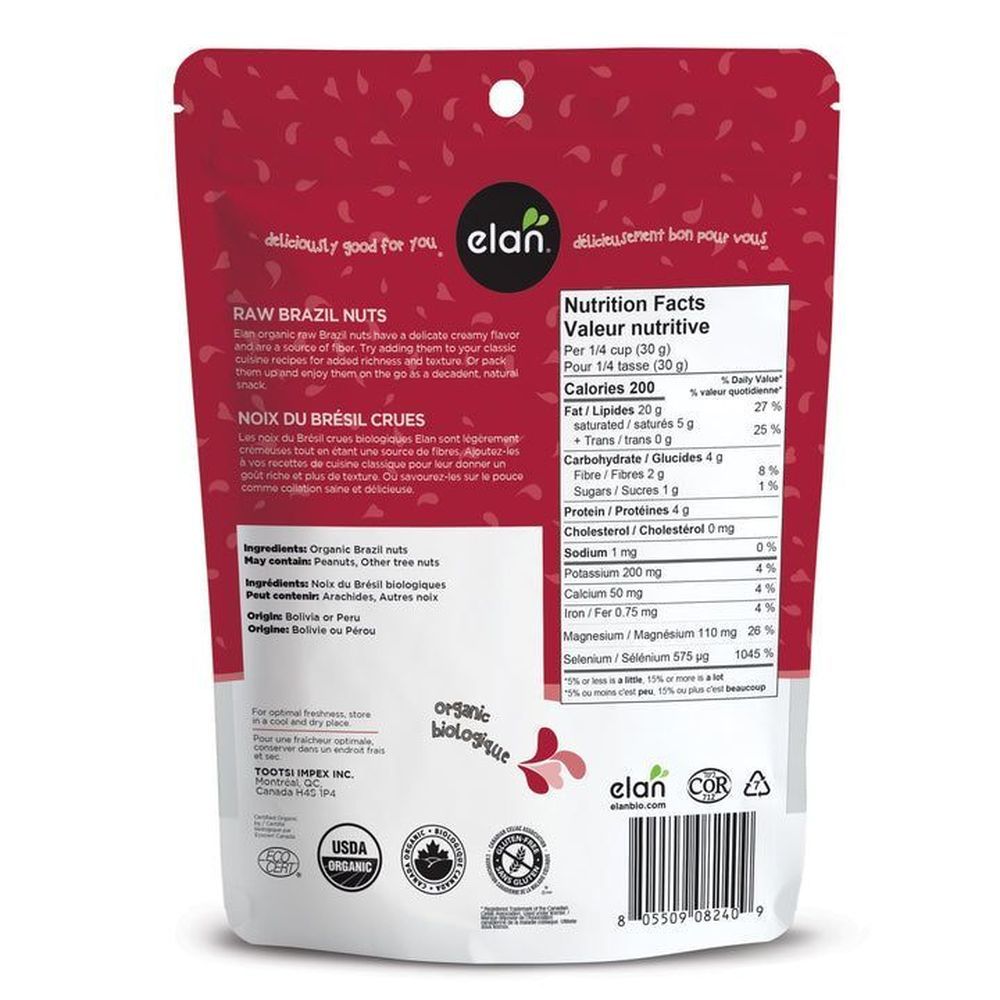 Elan Organic Raw Brazil Nuts, 6.5 Ounce -- 8 Per Case
