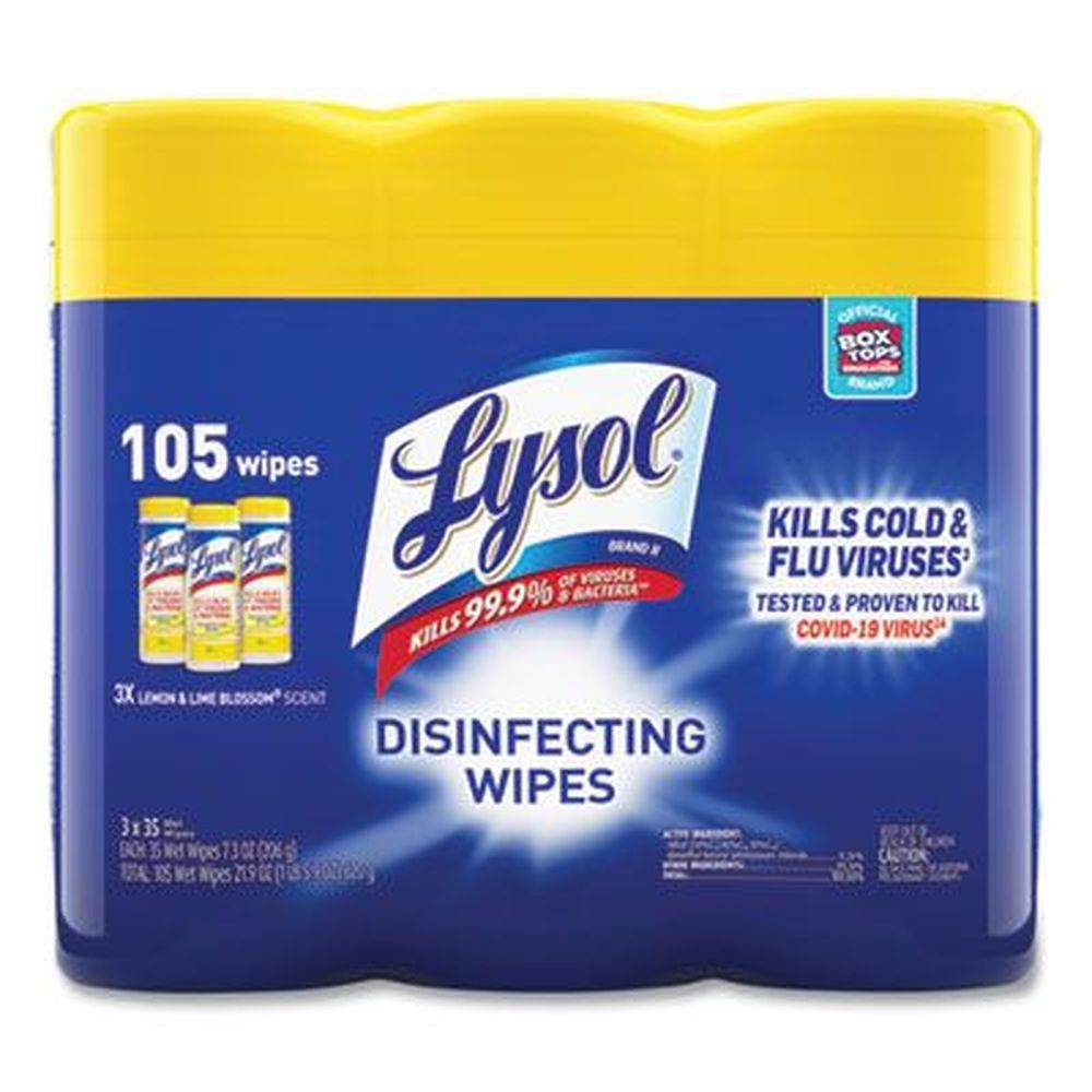 Lysol Lemon And Lime Disinfecting Wipes - 35 Wipes Per Canister -- 3 Canisters Per Case.