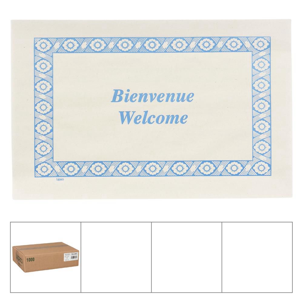 Lapaco Set De Table Bienvenue/welcome En Papier Journal Bleu À Bords Droits, 9 X 13,5 Po -- 1 000 Par Boîte