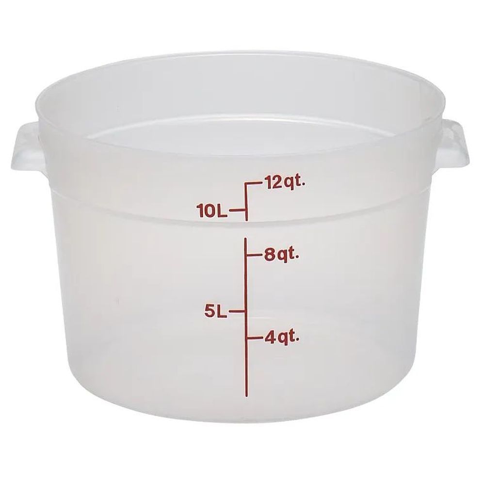 Cambro Camrounds Classic Series Translucent Plastic Round Food Storage Container, 12 Quart Capacity -- 6 Per Case