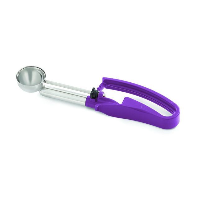 Vollrath 47378 Stainless Steel Number 40 Extended Length Disher With Orchid Squeeze Handle, 0.72 Oz Capacity