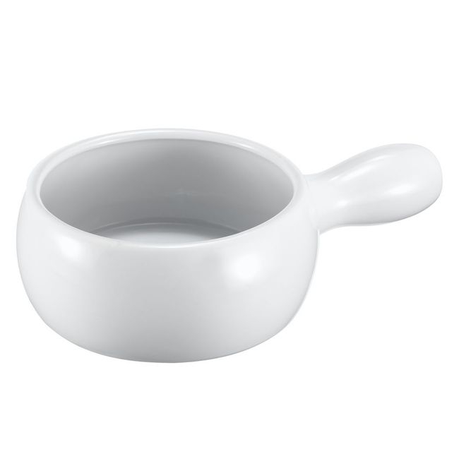 Ceramic White Onion Soup Bowl with Handle
