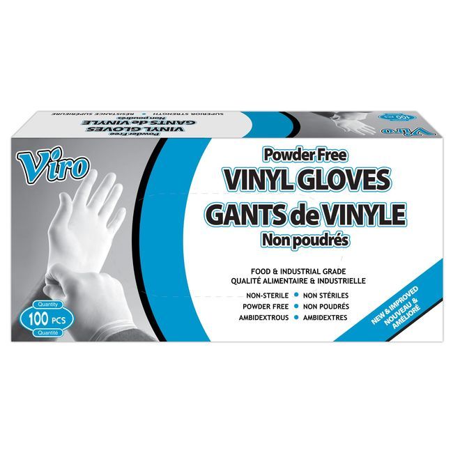 Viro X-large 3.5mil Powder Free Vinyl Gloves, 100 Count -- 10 Per Case