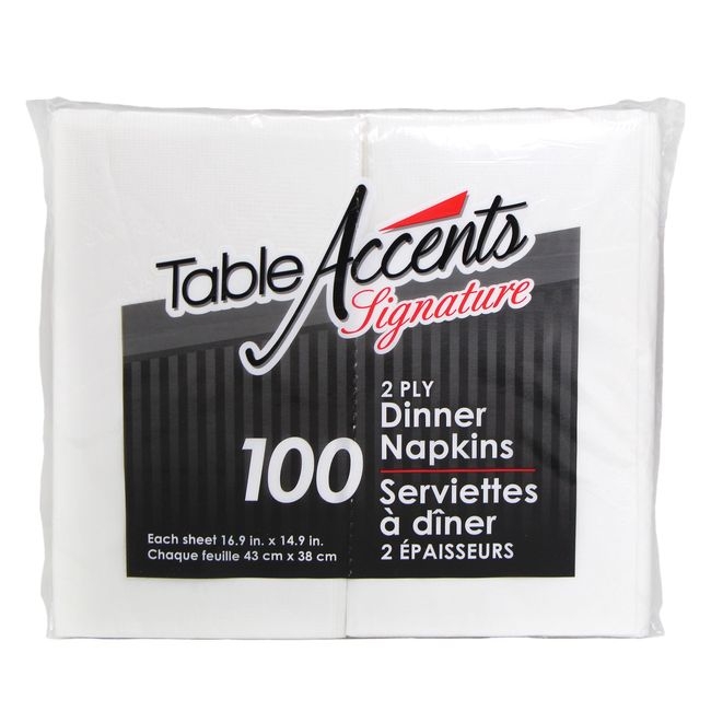 White 2-Ply 8-Fold Signature Dinner Napkin