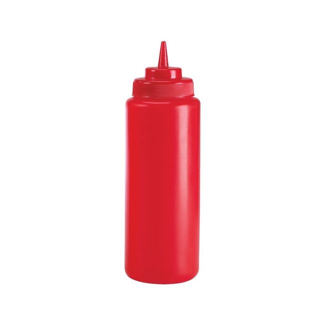 Polyethylene Red 24 oz Wide Mouth Squeeze Bottle