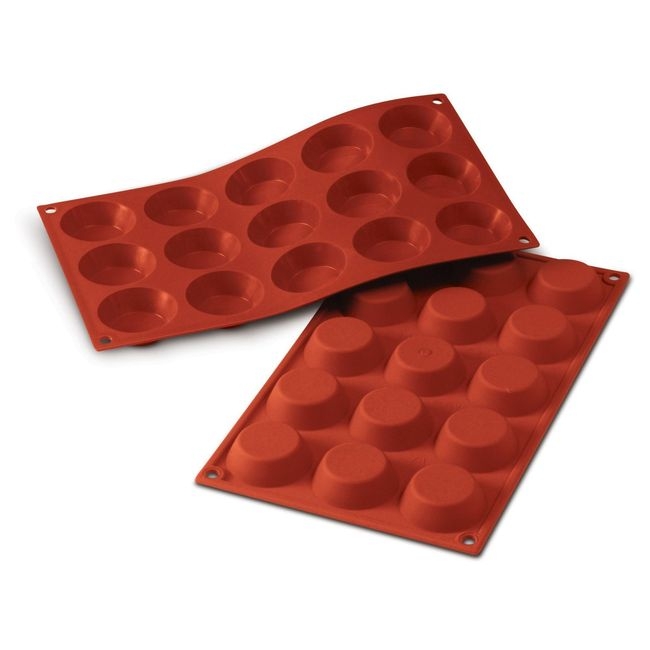 Siliconflex Alimentary Silicone 15 Cavities Tartlet Mold 1.77 x 0.39 in Height Cavity