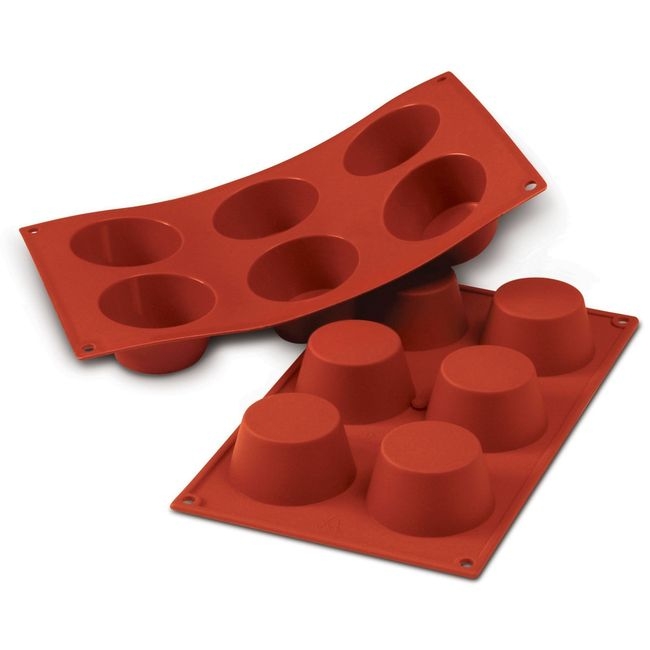 Siliconflex Alimentary Silicone 5 Cavities Muffin Mold 3.19 x 1.26 in Height Cavity