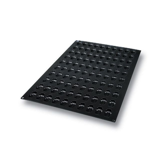 Silikomart Black Silicone 100 Cavities Mini Madeleine Mold, 24 In Length X 16 In Width X 1 In Height