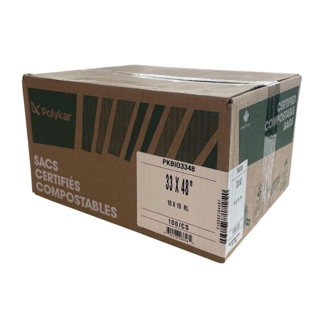 Polykar Sac Compostable Teinté Vert, 33 X 48 Po -- 100 Par Caisse