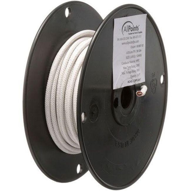 ALL381264 12 Gauge White High Temperature Wire, 50 ft Roll