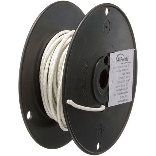 ALL381312 14 Gauge White High Temperature Wire, 50 ft Roll